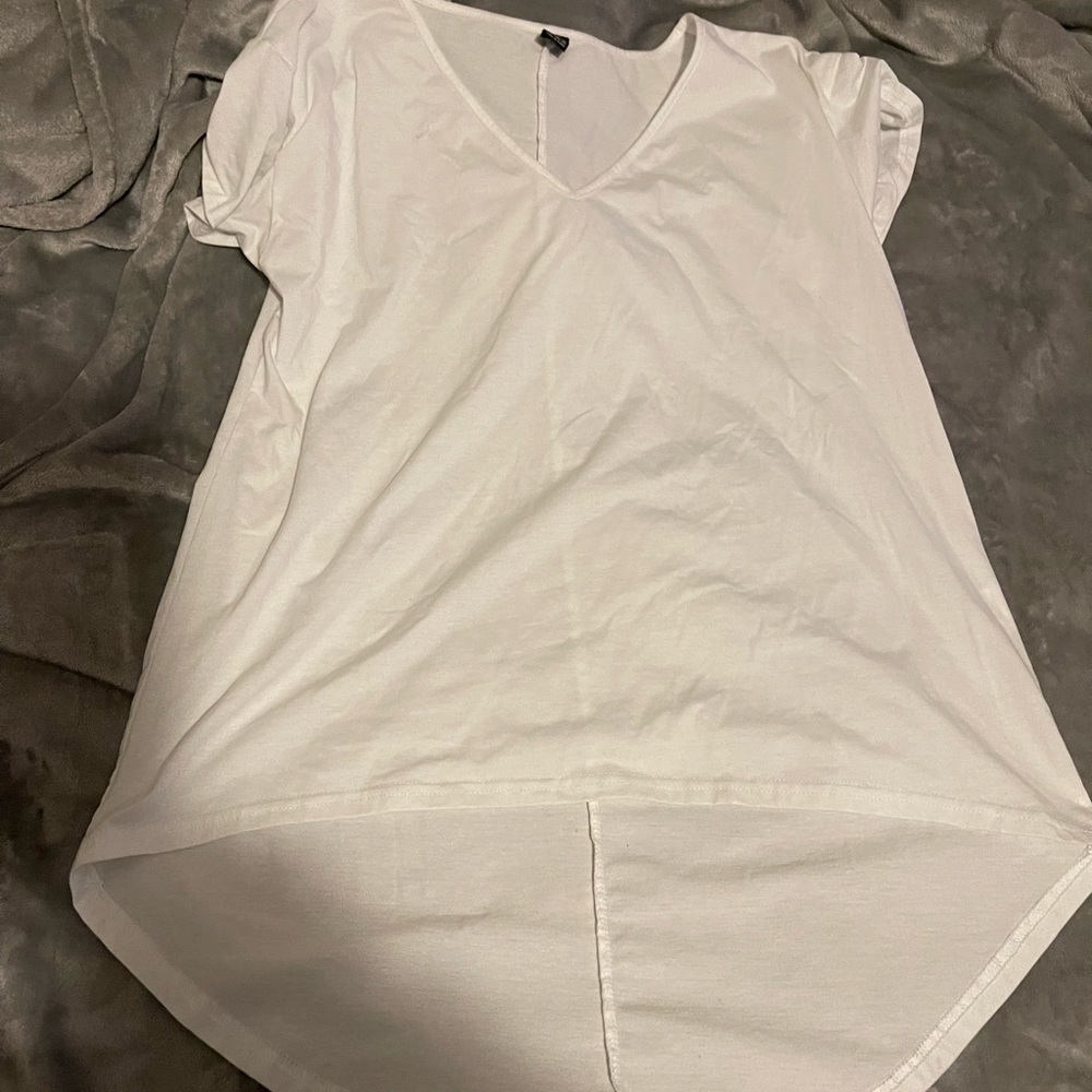 White vneck short sleeve shirt